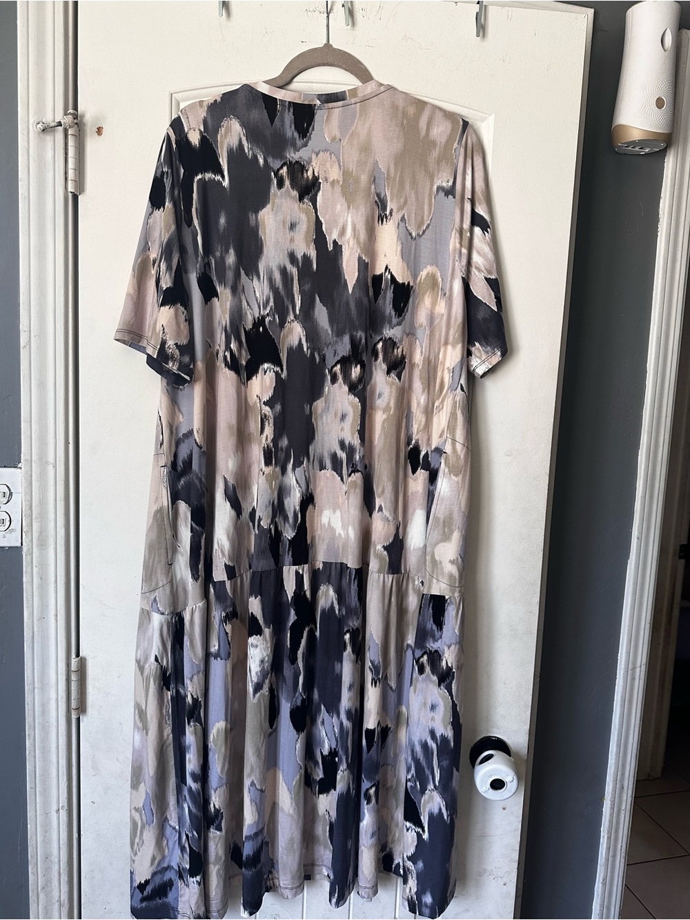 LOGO Lori Goldstein Watercolor Abstract Print Drop Waist Midi Dress XL - Picture 5 of 6